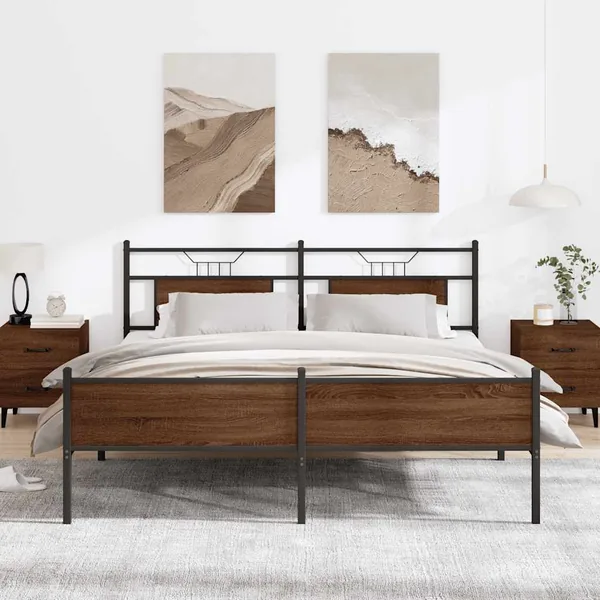Cadre de lit en métal sans matelas chêne marron 160x200 cm
