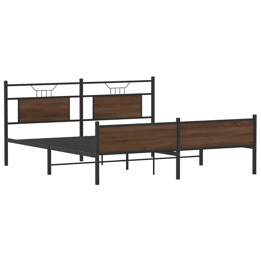 Cadre de lit en métal sans matelas chêne marron 160x200 cm - 5