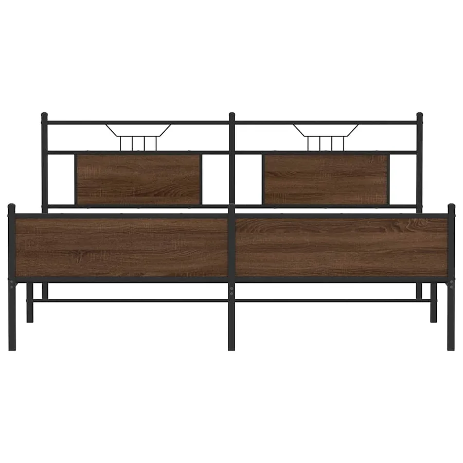 Cadre de lit en métal sans matelas chêne marron 160x200 cm - 6