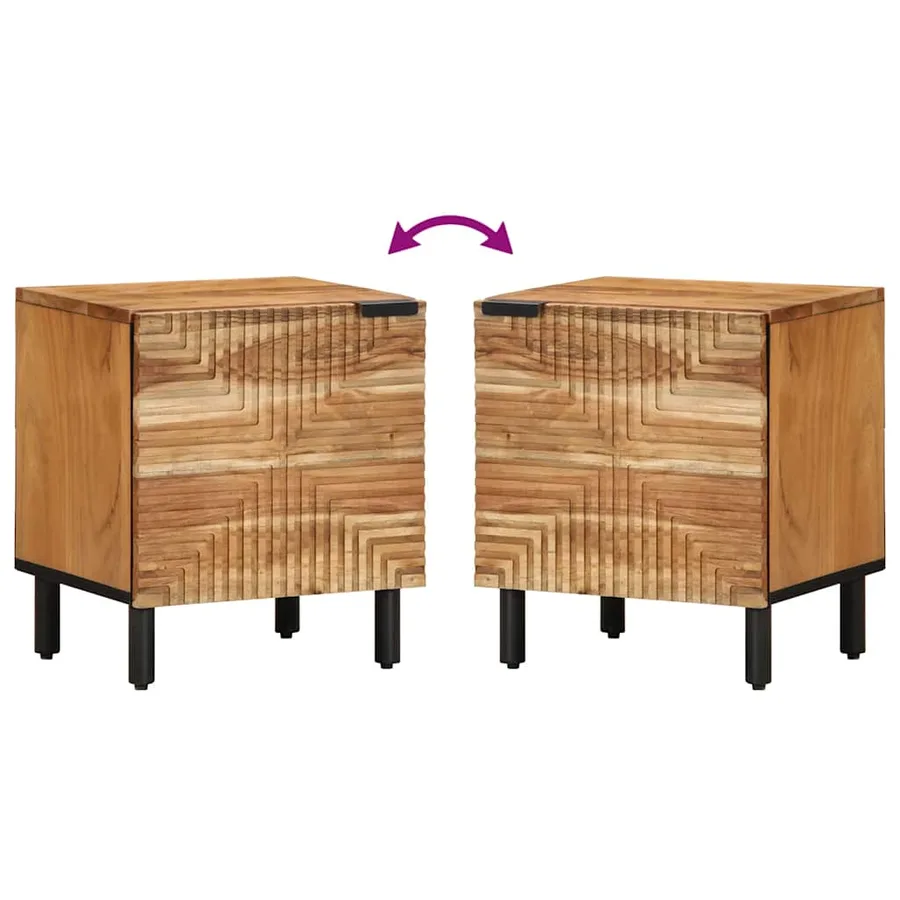 Table de chevet 40x33x46 cm en bois massif d'acacia - 6