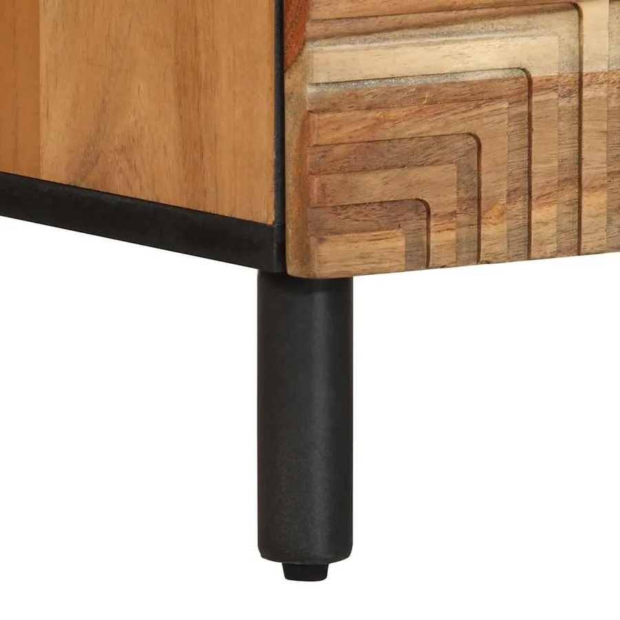 Table de chevet 40x33x46 cm en bois massif d'acacia - 8