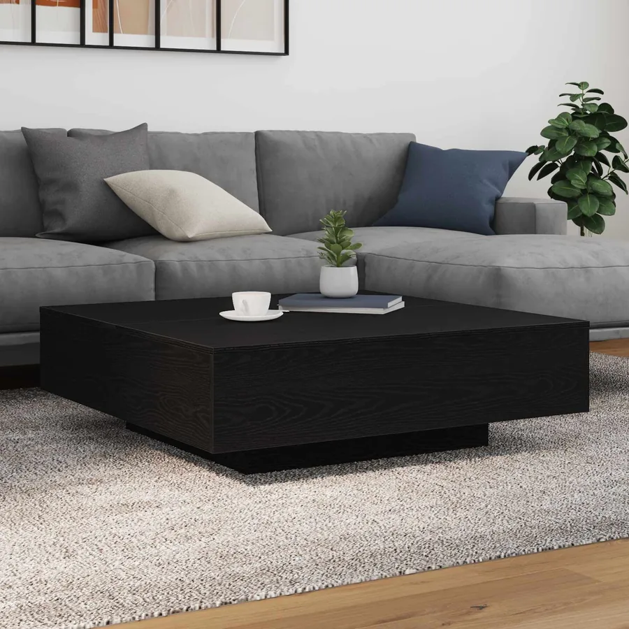 Table basse Chêne noir 100 x 100 x 31 cm Bois d'ingénierie