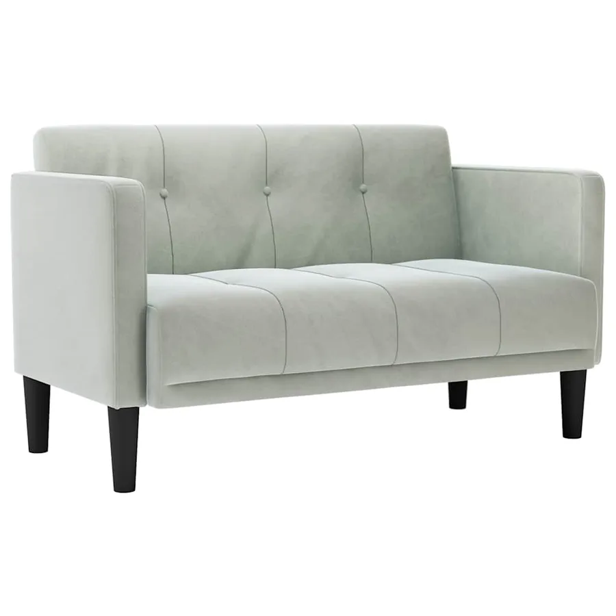Canapé deux places gris clair 111 cm velours - 2