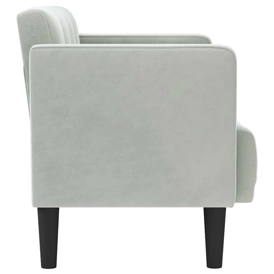 Canapé deux places gris clair 111 cm velours - 4