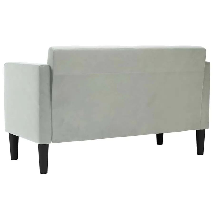 Canapé deux places gris clair 111 cm velours - 5