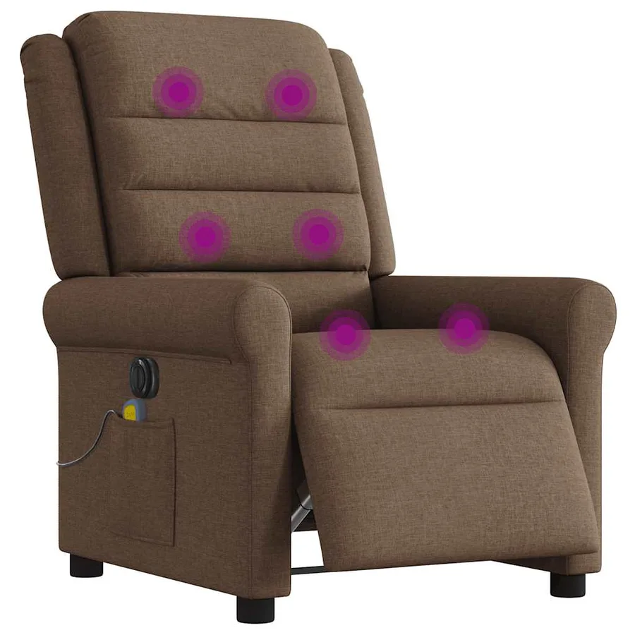 Fauteuil inclinable de massage électrique marron tissu - 2