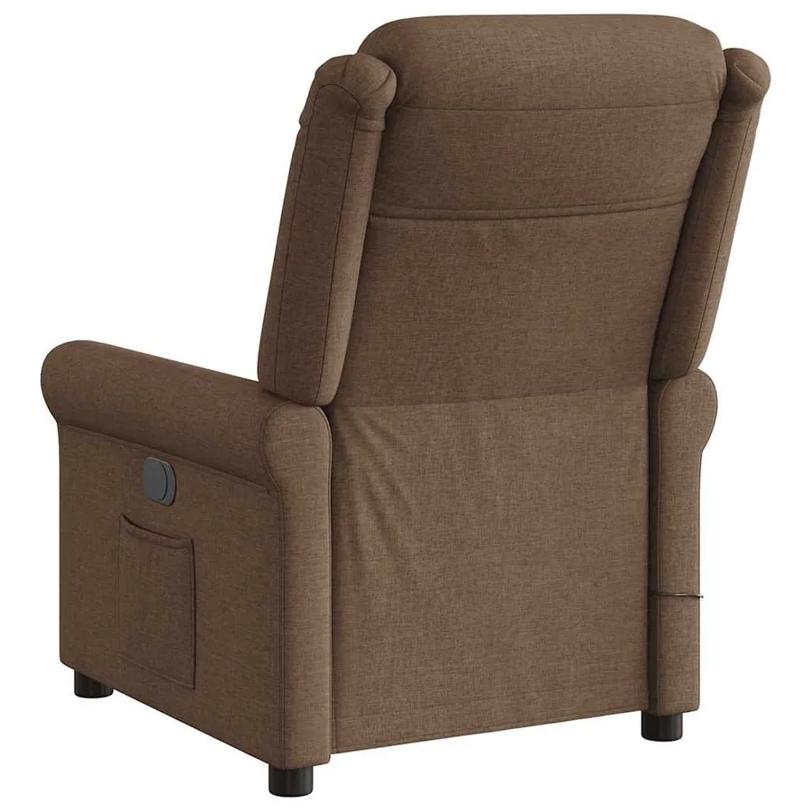 Fauteuil inclinable de massage électrique marron tissu - 7