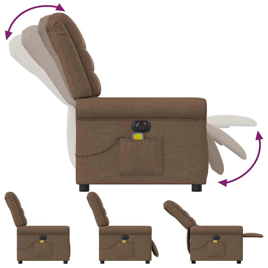 Fauteuil inclinable de massage électrique marron tissu - 8