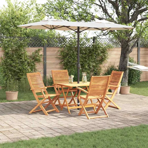 Ensemble de salle à manger pour jardin 5 pcs Marron