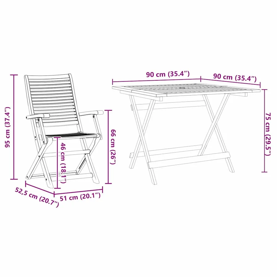 Ensemble de salle à manger pour jardin 5 pcs Marron - 13