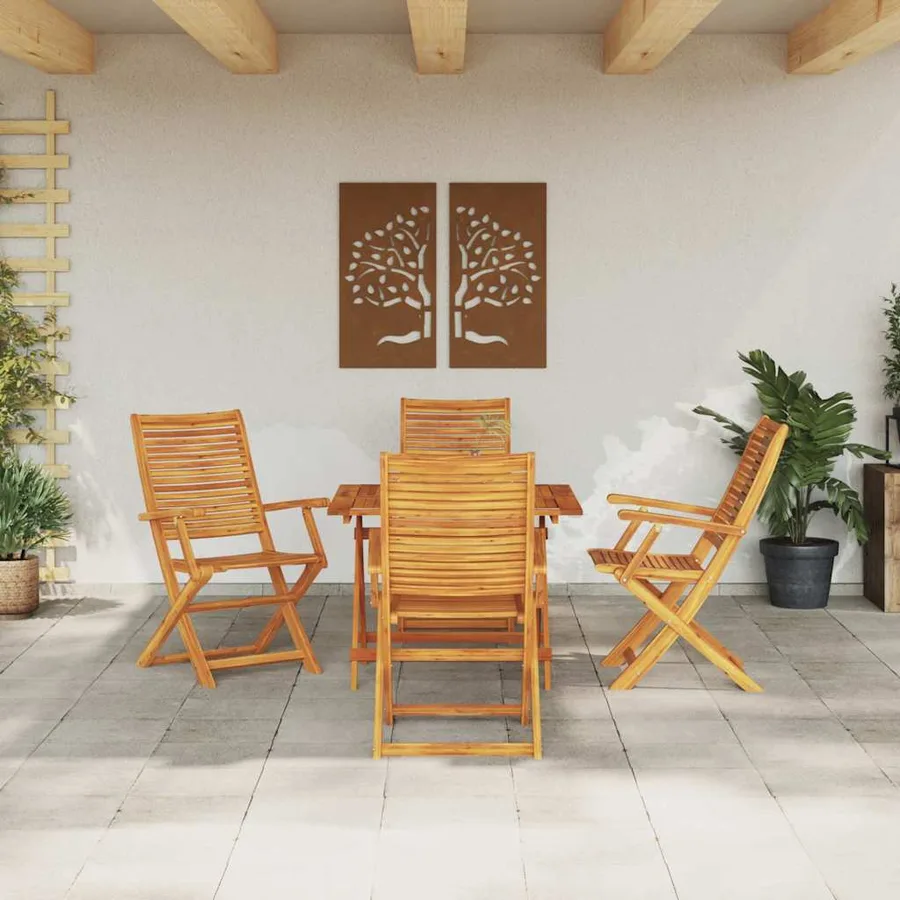 Ensemble de salle à manger pour jardin 5 pcs Marron - 4