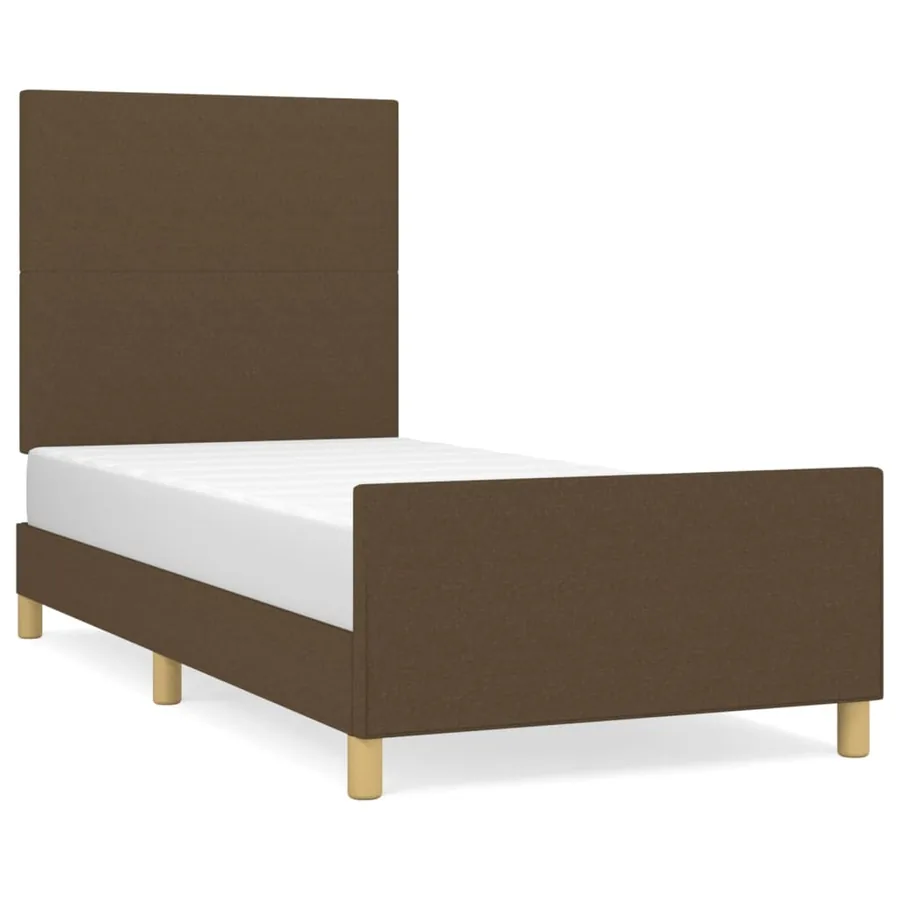 Cadre de lit sans matelas marron foncé 90x200 cm tissu - 2