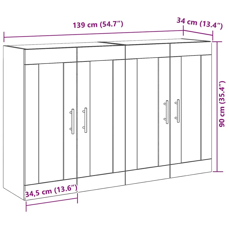 Cabinets muraux 2 pcs Chêne noir 69,5 x 34 x 90 cm - 13