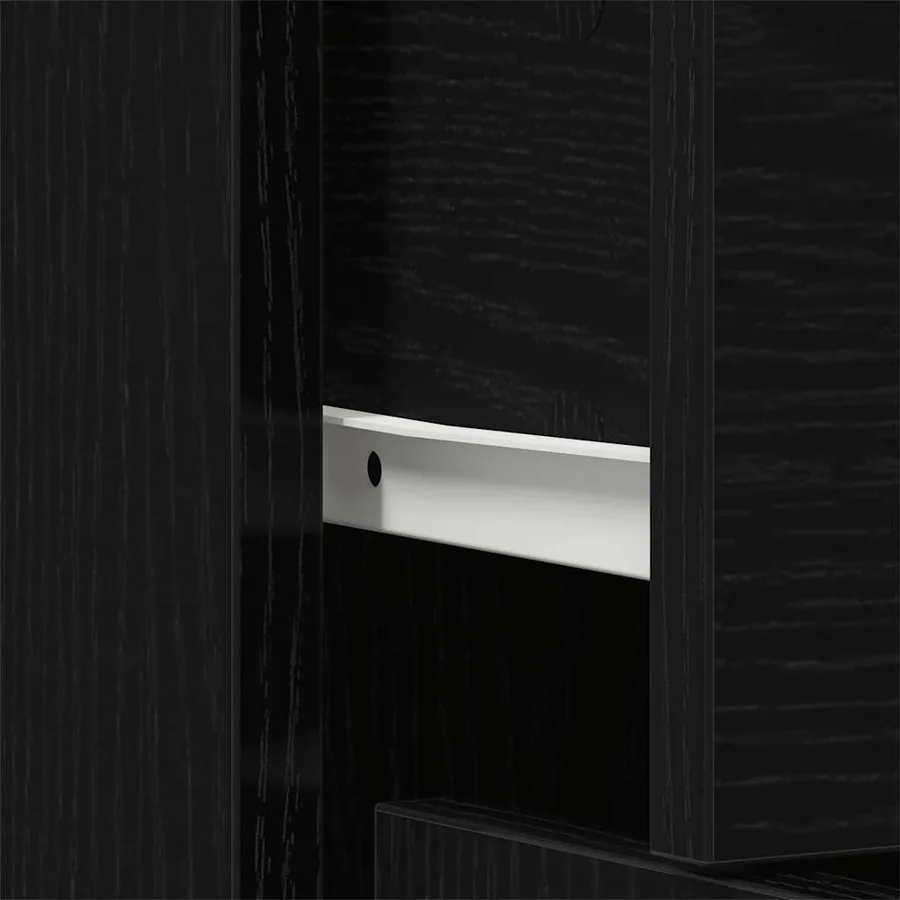 Buffet en chêne noir 91 x 28 x 75 cm bois d'ingénierie - 10