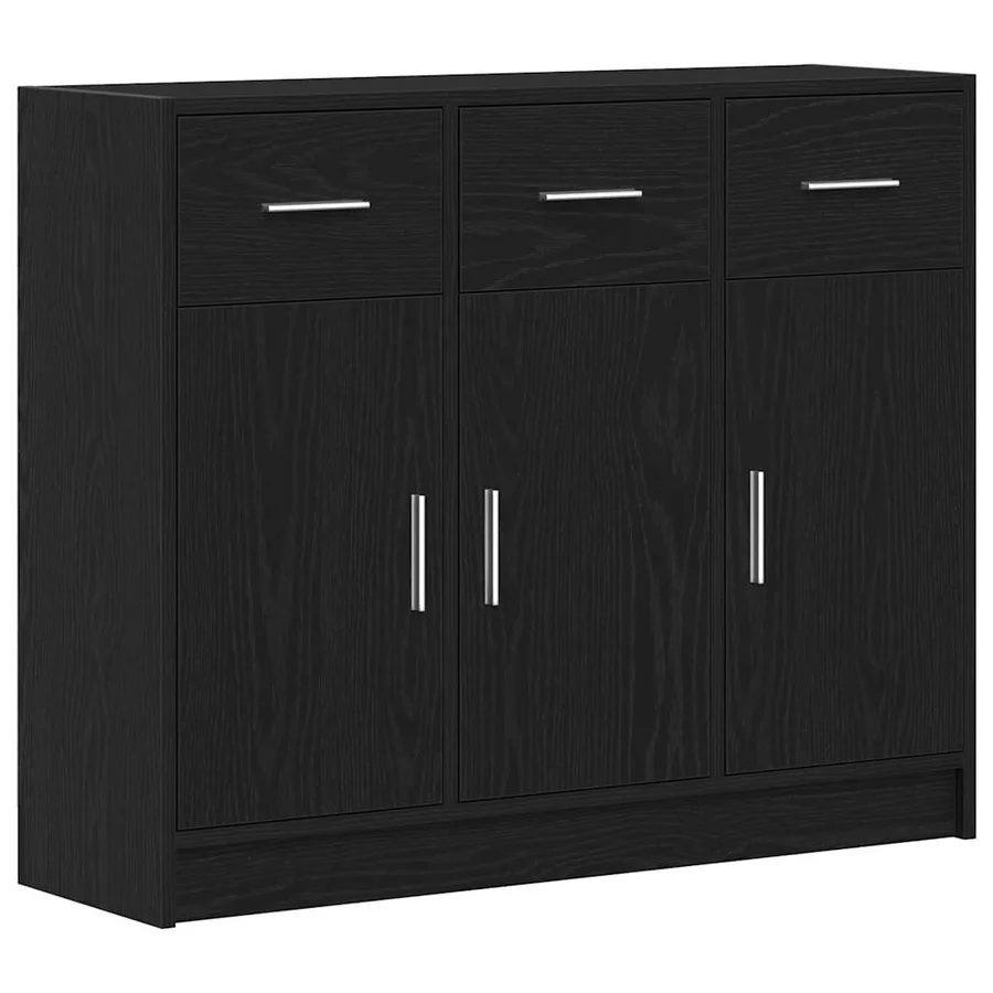 Buffet en chêne noir 91 x 28 x 75 cm bois d'ingénierie - 2