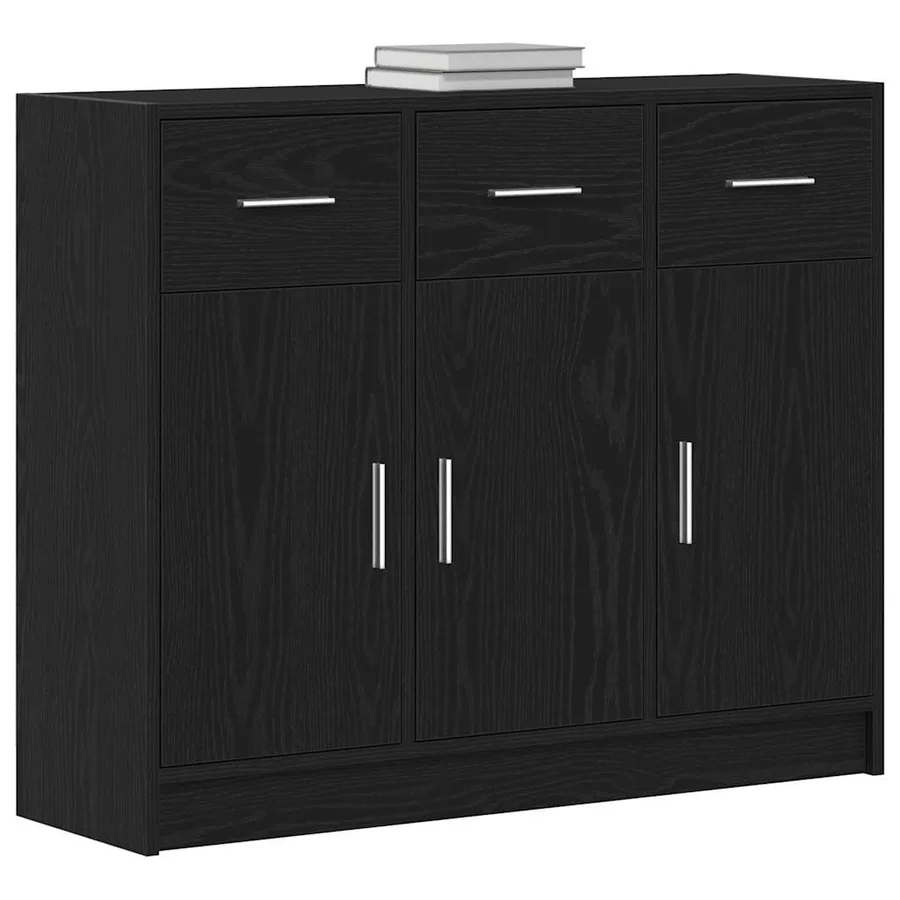 Buffet en chêne noir 91 x 28 x 75 cm bois d'ingénierie - 4
