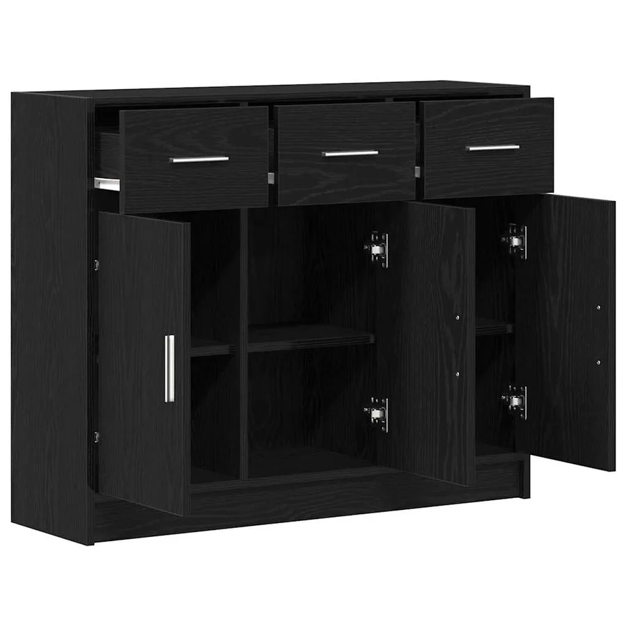 Buffet en chêne noir 91 x 28 x 75 cm bois d'ingénierie - 5