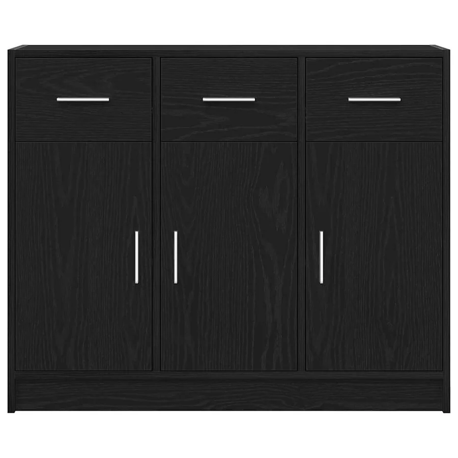 Buffet en chêne noir 91 x 28 x 75 cm bois d'ingénierie - 6