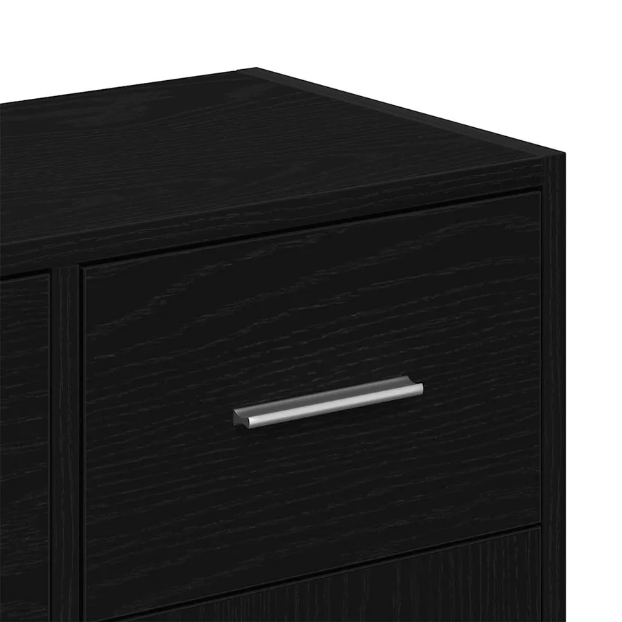 Buffet en chêne noir 91 x 28 x 75 cm bois d'ingénierie - 9