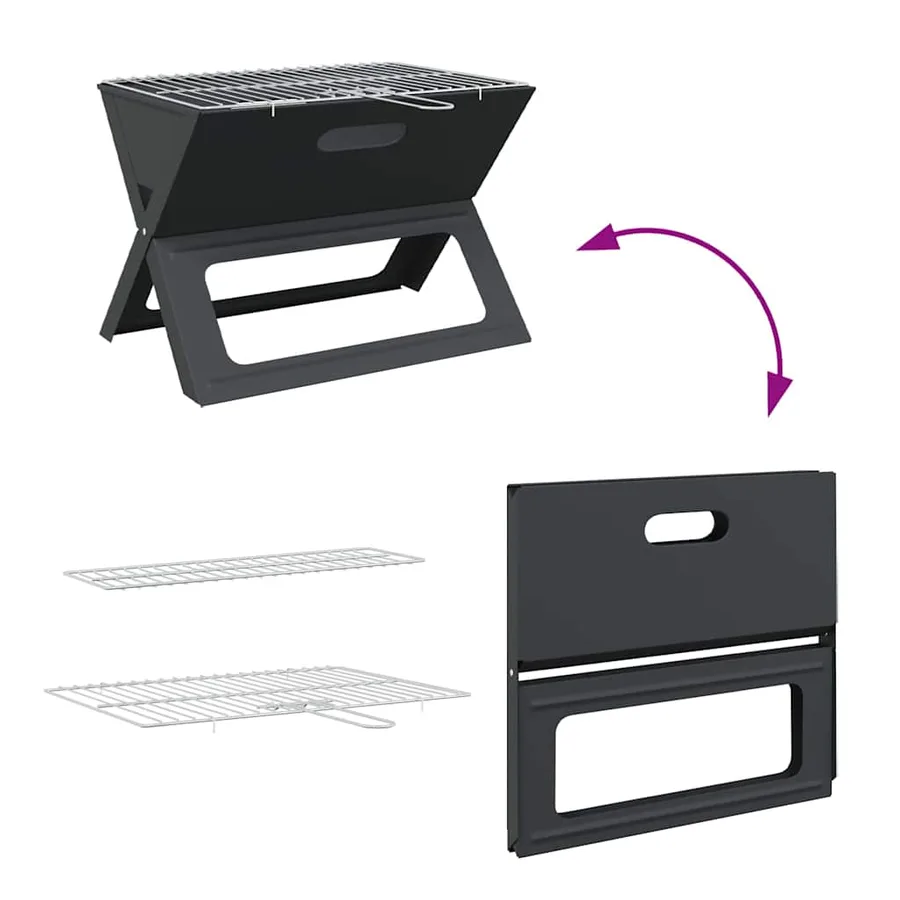 Grill extérieur Noir 46 x 31 x 31 cm Acier - 8