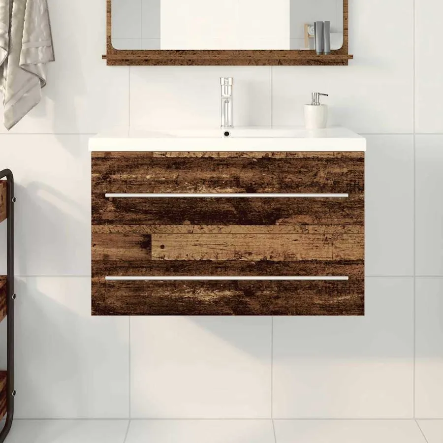 Meuble de Lavabo de Salle de Bain 2 pcs 80 x 38,5 x 48 cm - 4
