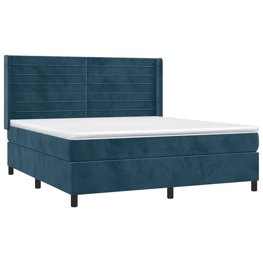 Sommier à lattes de lit matelas et LED Bleu foncé 160x200 cm - 3