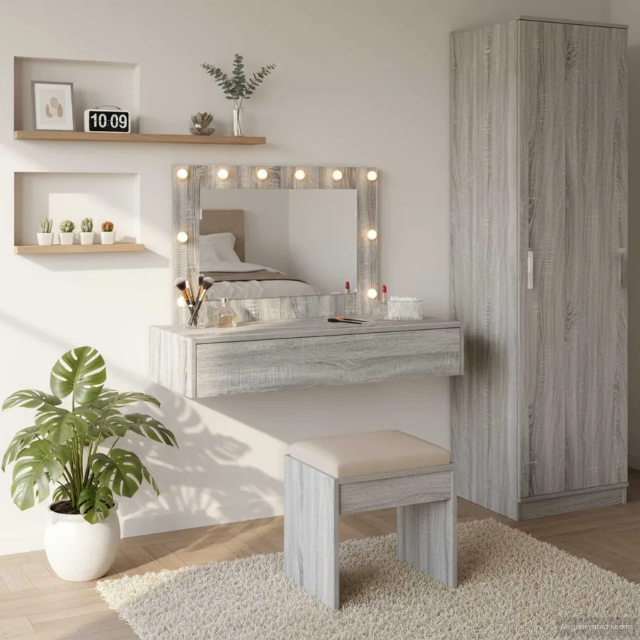 Table de Toilette Gris 100 x 40 x 70 cm Bois d'ingénierie