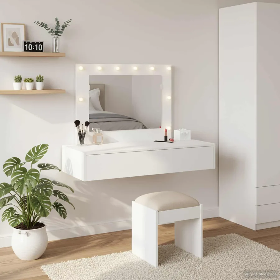 Table de Toilette Blanc 100 x 40 x 70 cm Bois d'ingénierie