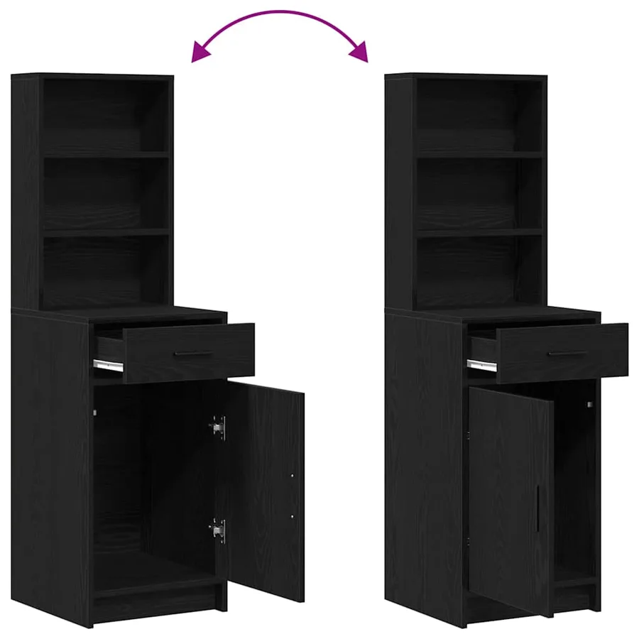 Ensemble de table de maquillage avec LED 3 pcs Chêne noir - 13