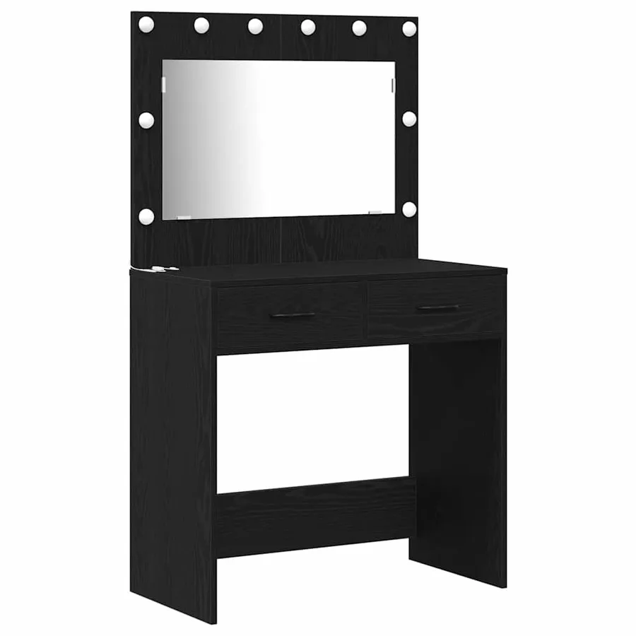 Ensemble de table de maquillage avec LED 3 pcs Chêne noir - 5
