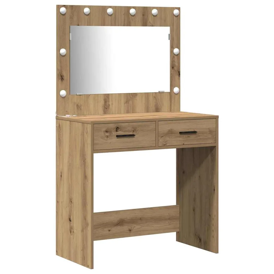 Ensemble de table de maquillage avec LED 3 pc Chêne artisanal - 4