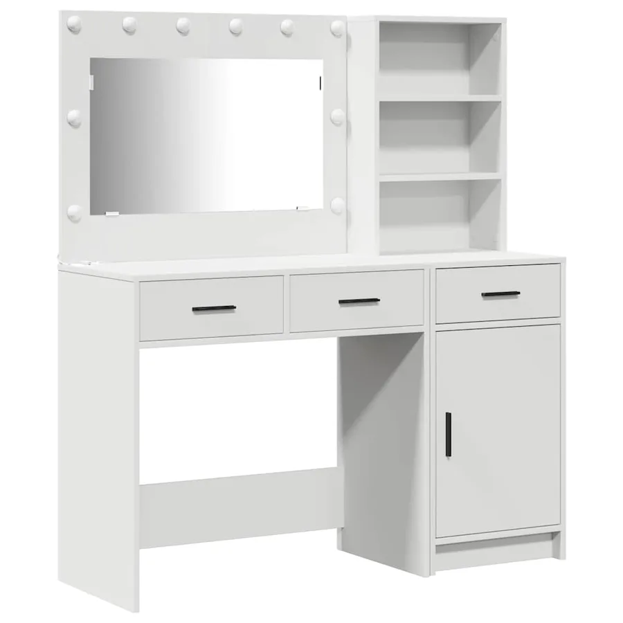 Table de Toilette avec tiroir 2 pcs Blanc Bois d'ingénierie - 2