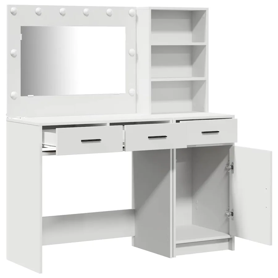 Table de Toilette avec tiroir 2 pcs Blanc Bois d'ingénierie - 7