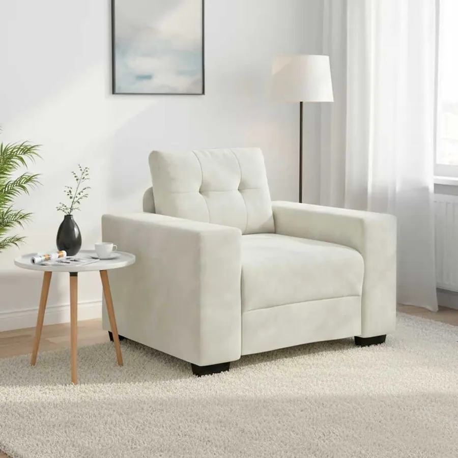Canapé-fauteuil crème 100x78x80 cm velours