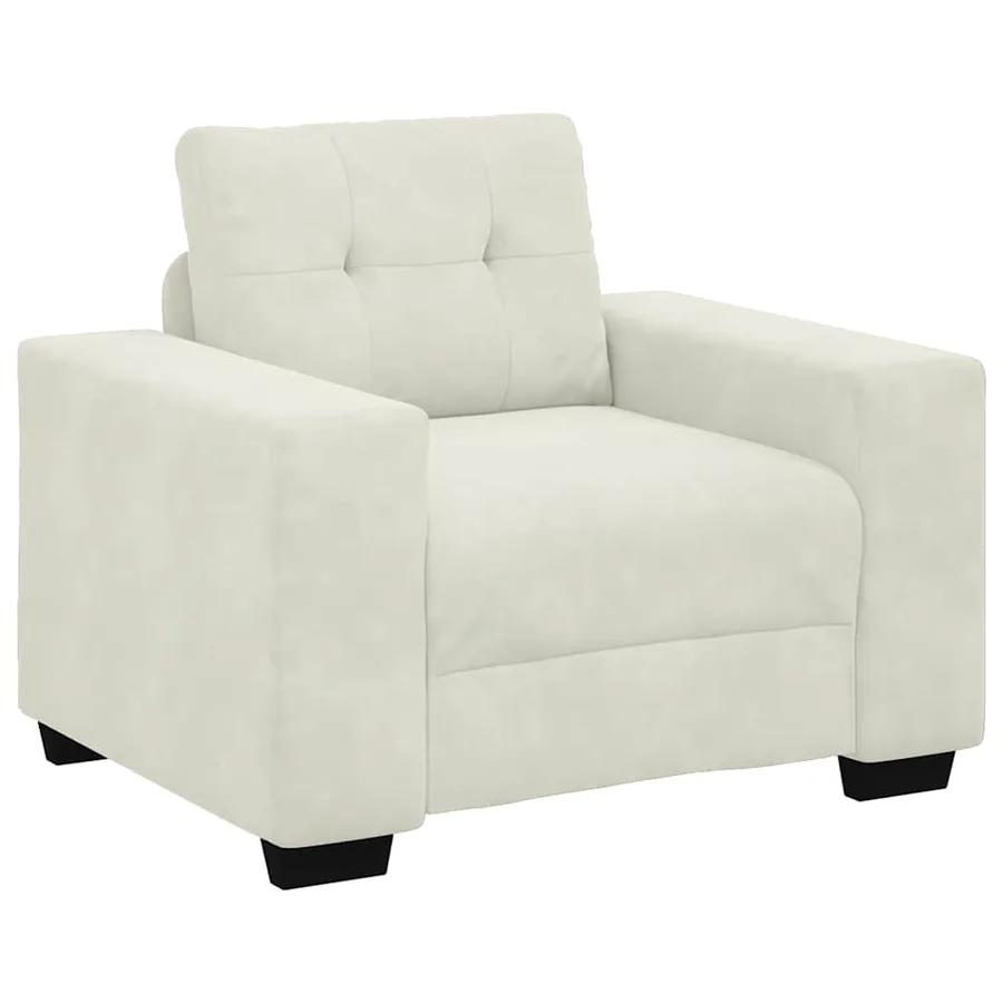 Canapé-fauteuil crème 100x78x80 cm velours - 2