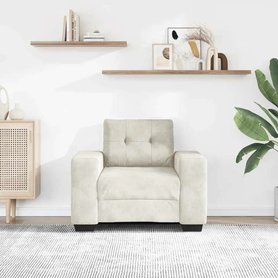 Canapé-fauteuil crème 100x78x80 cm velours - 3