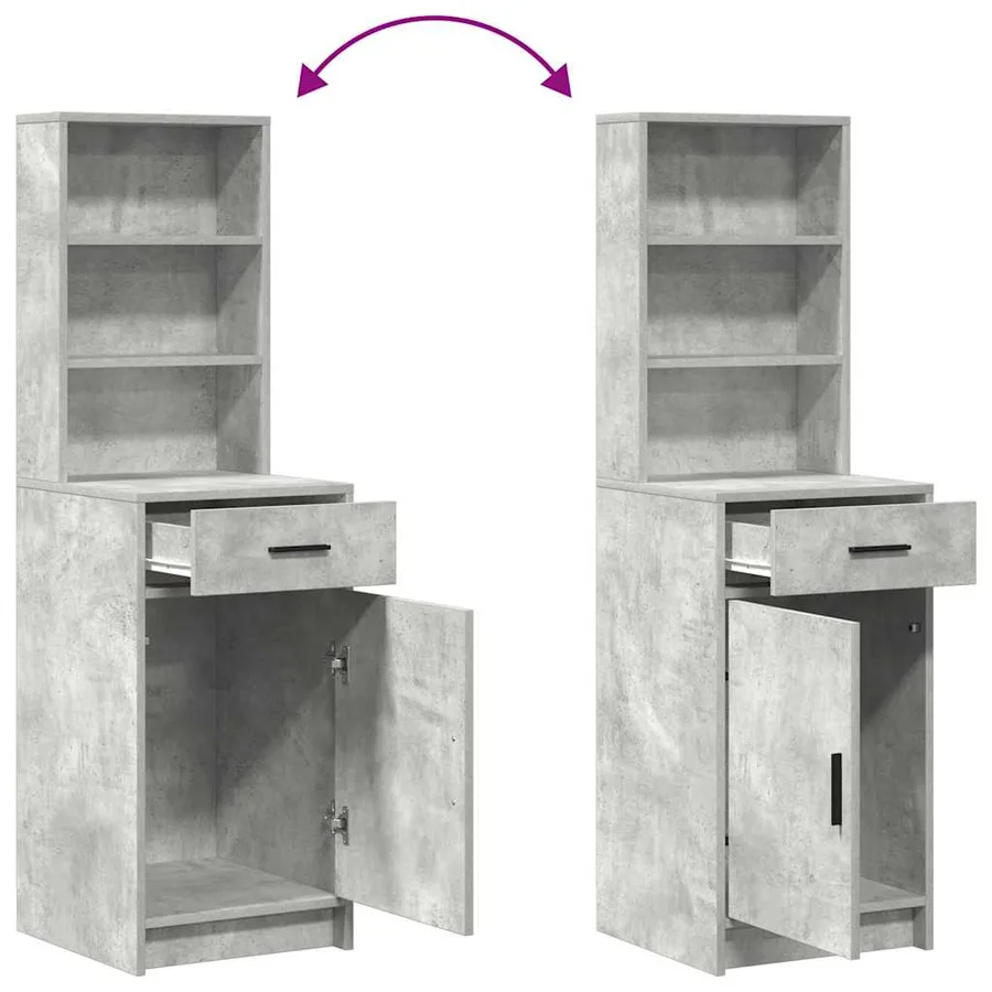 Ensemble de table de maquillage avec LED 2 pcs Gris béton - 13