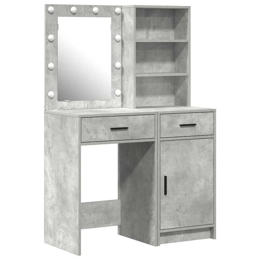 Ensemble de table de maquillage avec LED 2 pcs Gris béton - 2