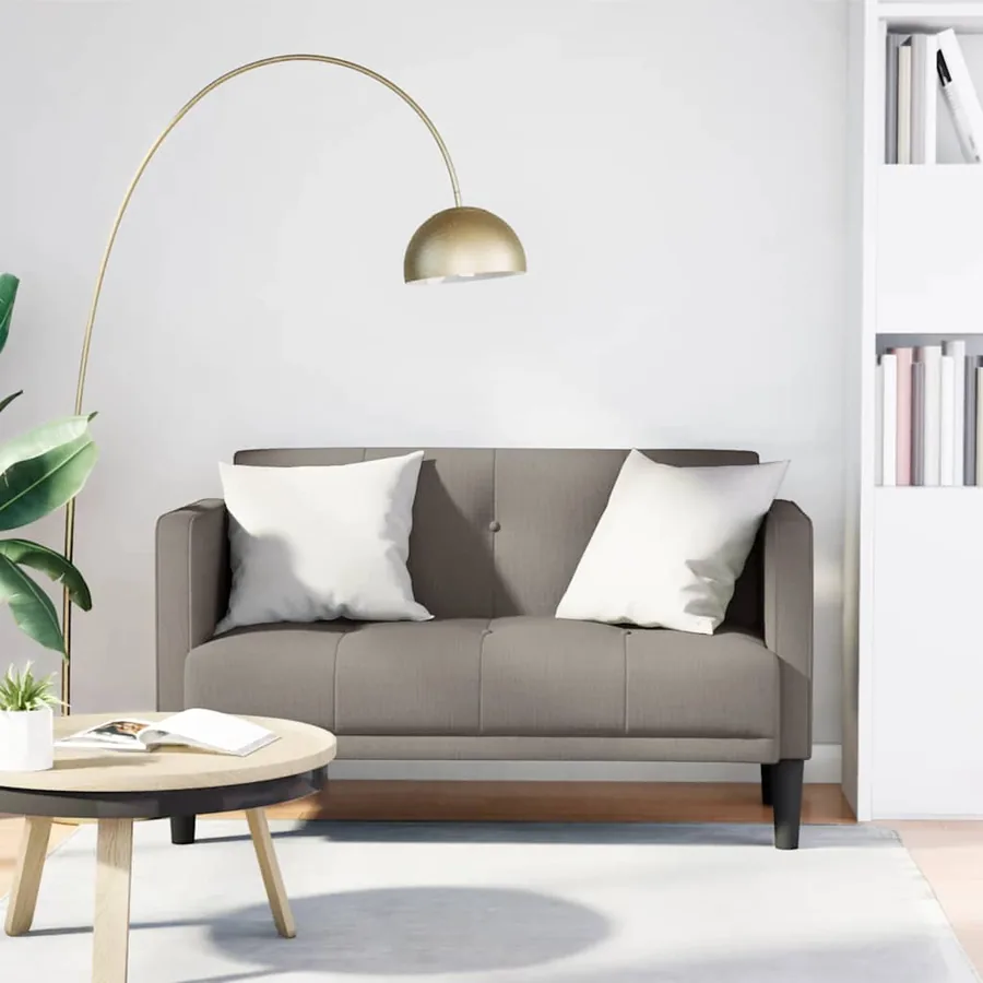 Canapé deux places taupe 111 cm en tissu