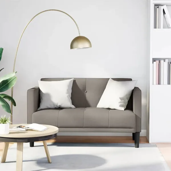 Canapé deux places taupe 111 cm en tissu