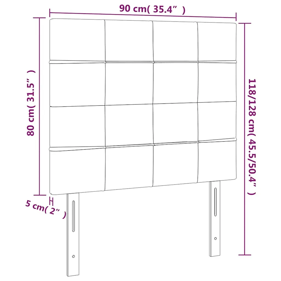 Tête de lit Vert foncé 90x5x118/128 cm Velours - 8