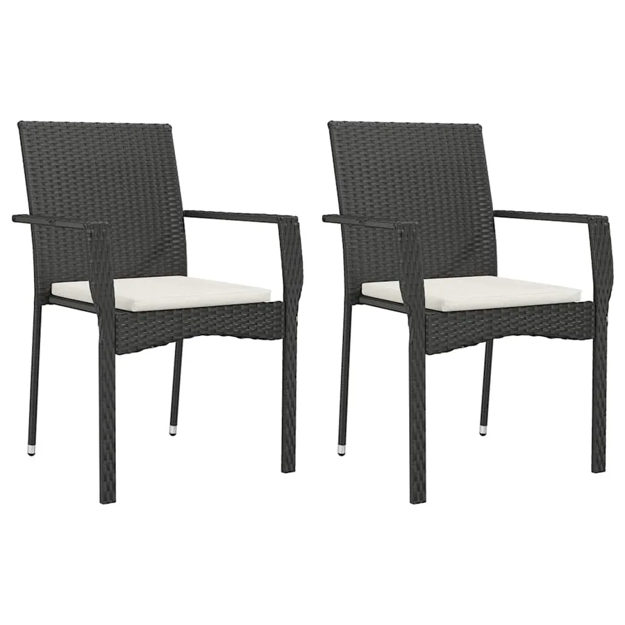 Ensemble à manger de jardin 9pcs coussins noir résine tressée - 3