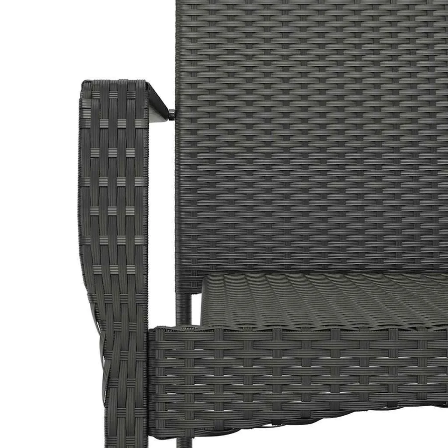 Ensemble à manger de jardin 9pcs coussins noir résine tressée - 5
