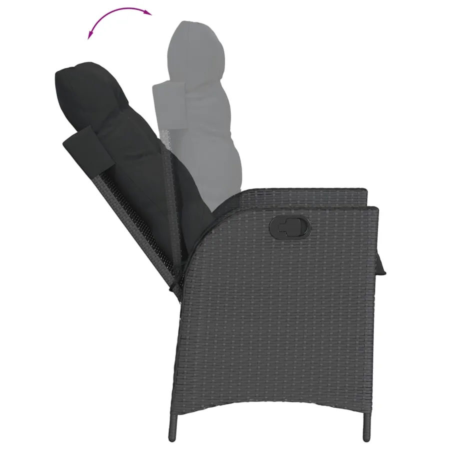 Ensemble à manger de jardin coussins 5pcs Noir Résine tressée - 4
