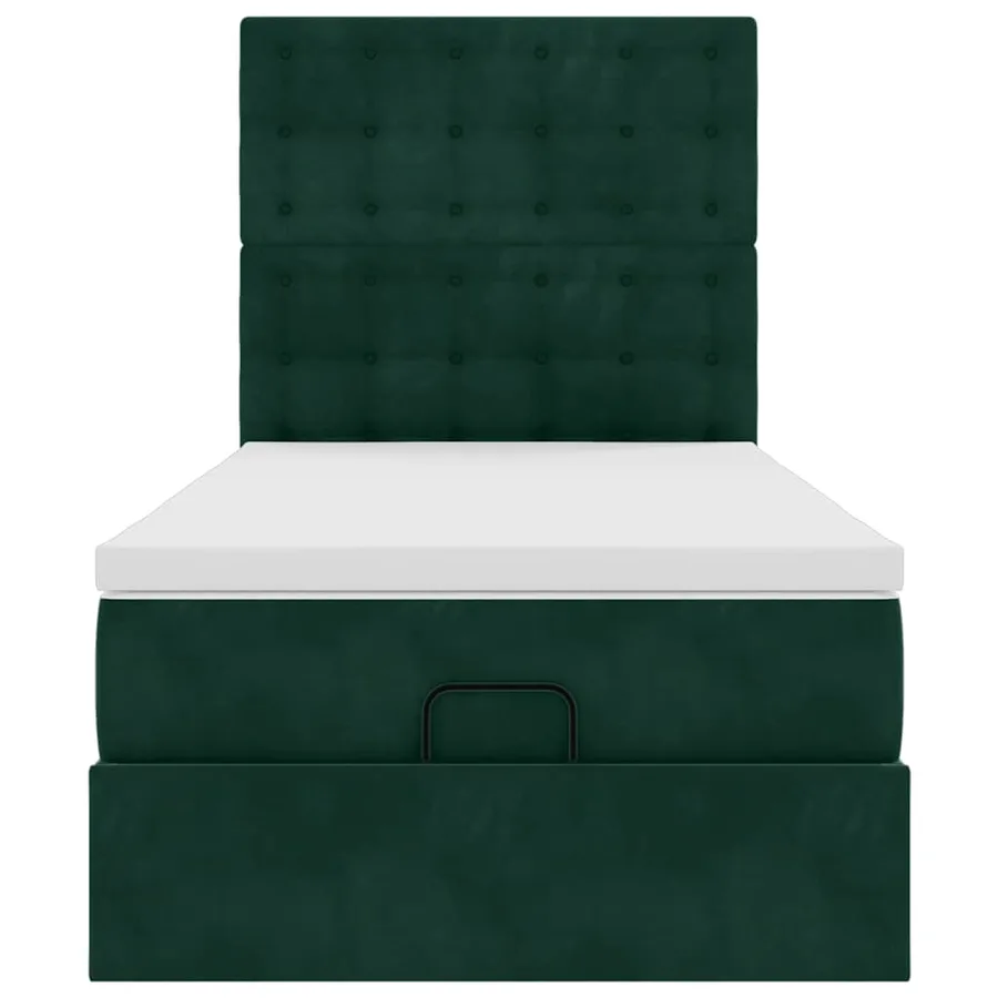 Cadre de lit ottoman avec matelas vert foncé 80x200 cm velours - 8