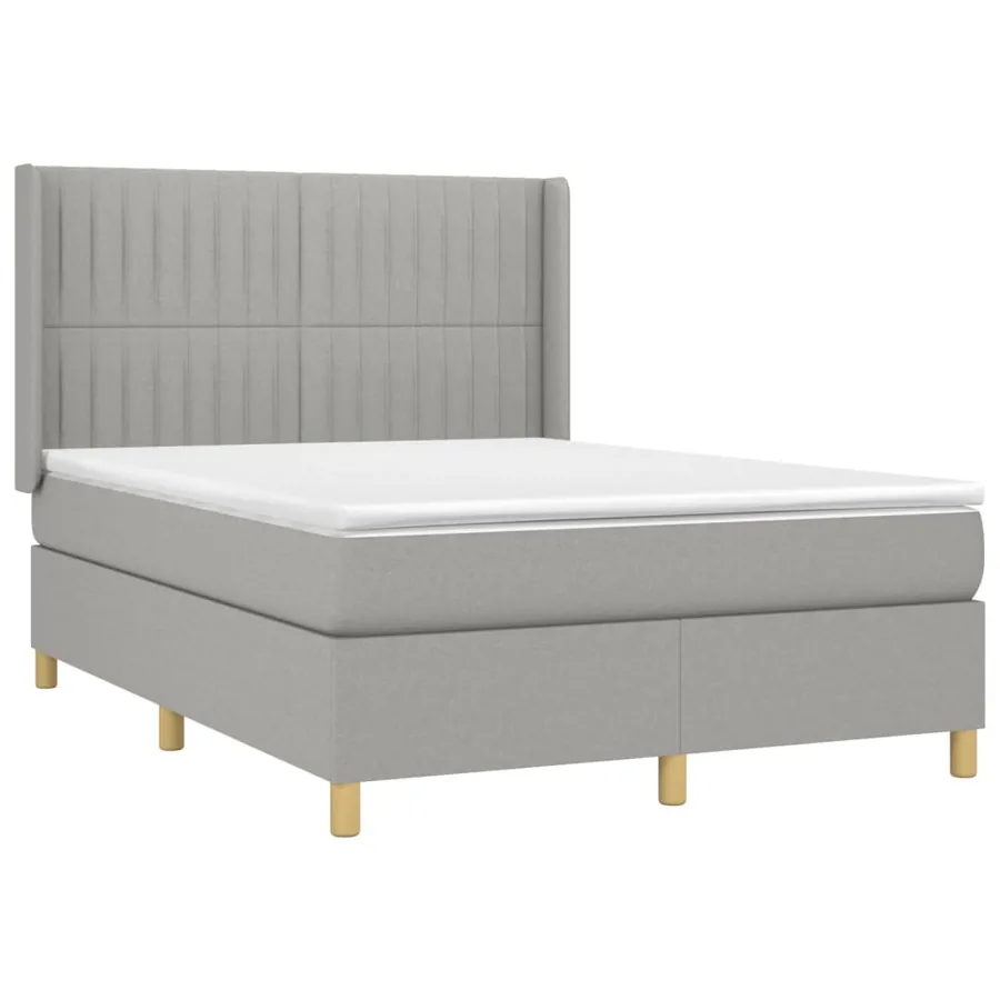 Sommier à lattes de lit matelas LED Gris clair 140x190 cm Tissu - 4