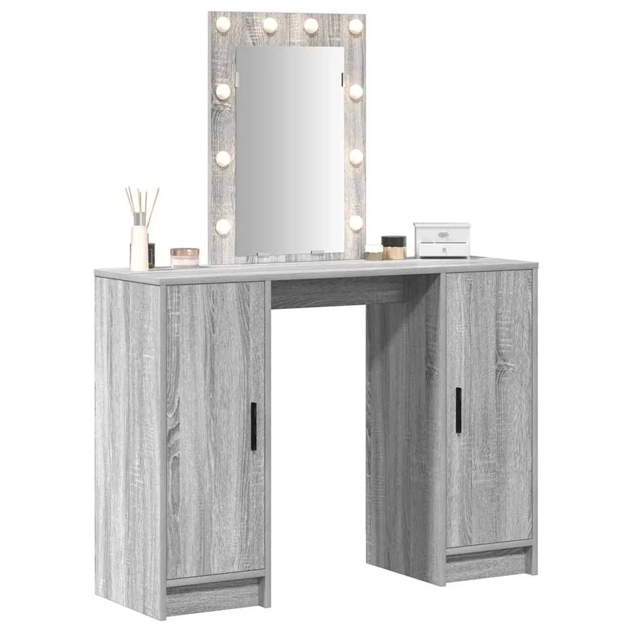 Table de Toilette Gris 102 x 33 x 135 cm Bois d'ingénierie - 3