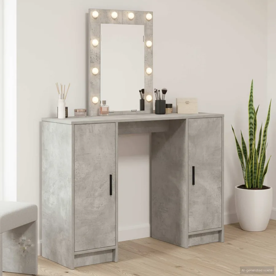 Table de Toilette avec stockage Gris clair 102 x 33 x 135 cm
