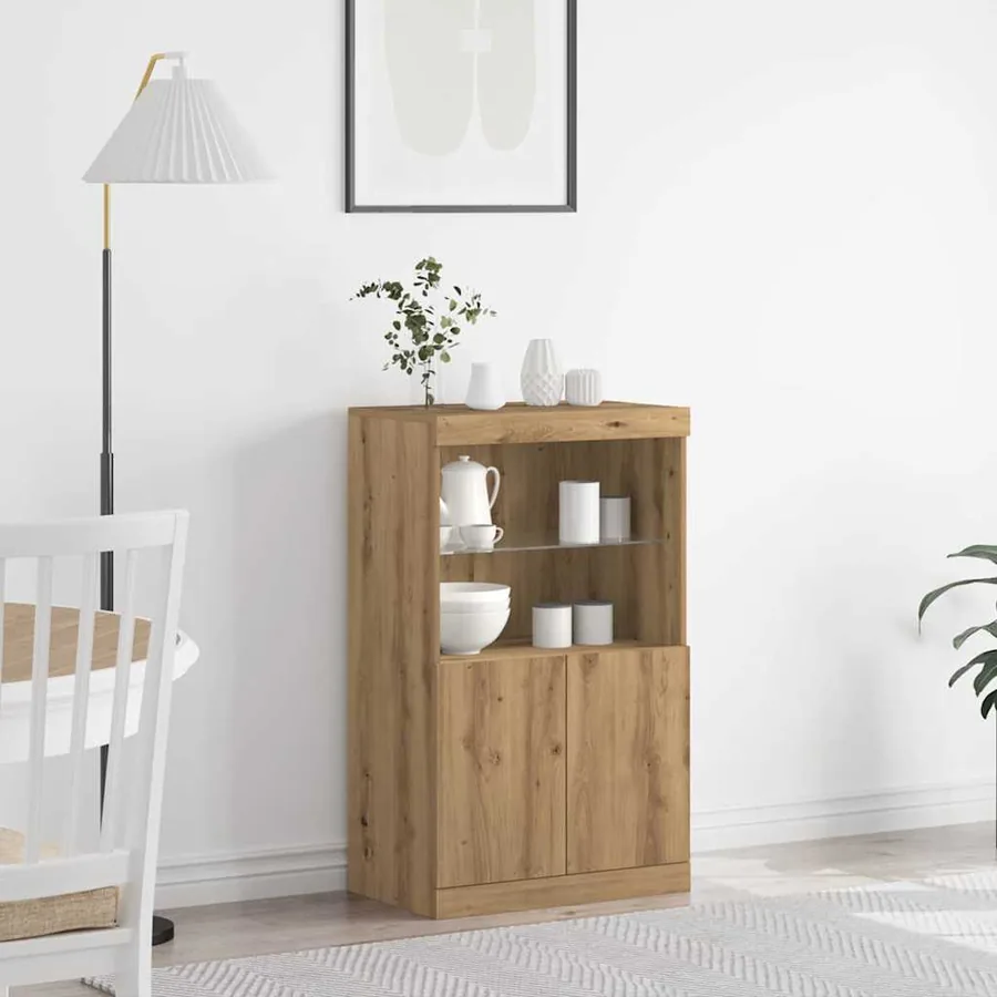 Buffet LED Marron 60 x 37 x 100 cm Bois d'ingénierie