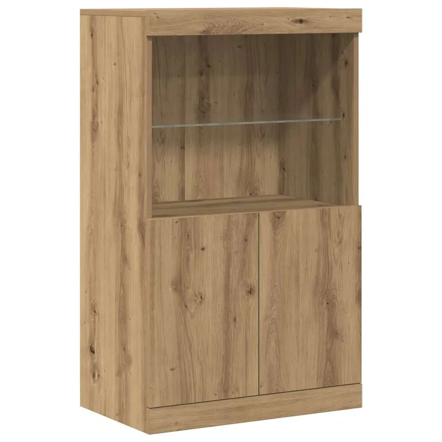 Buffet LED Marron 60 x 37 x 100 cm Bois d'ingénierie - 2